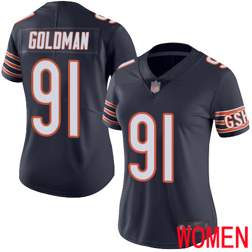 Chicago Bears Limited Navy Blue Women Eddie Goldman Home Jersey NFL Football #91 Vapor Untouchable->chicago bears->NFL Jersey
